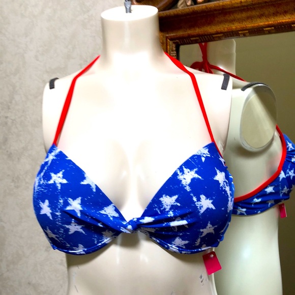 New Xhilaration women’s padded bikini top.  XL.  Red white and blue with stars. - Picture 7 of 9